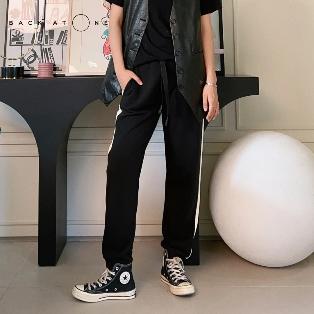 BackAtOne “自在舒适派” 拼边撞色松紧腰系带卫裤 B3SS-B127-KC