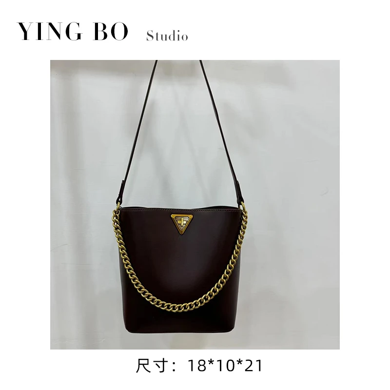 【英柏甄选】QYX-81320-深咖 然与纯小众设计感时尚单肩包百搭女包