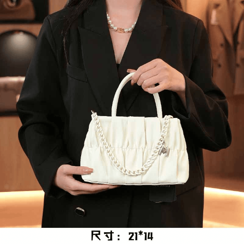 【英柏甄选】QYX-92207-米白 然与纯小众设计感单肩包复古百搭女包