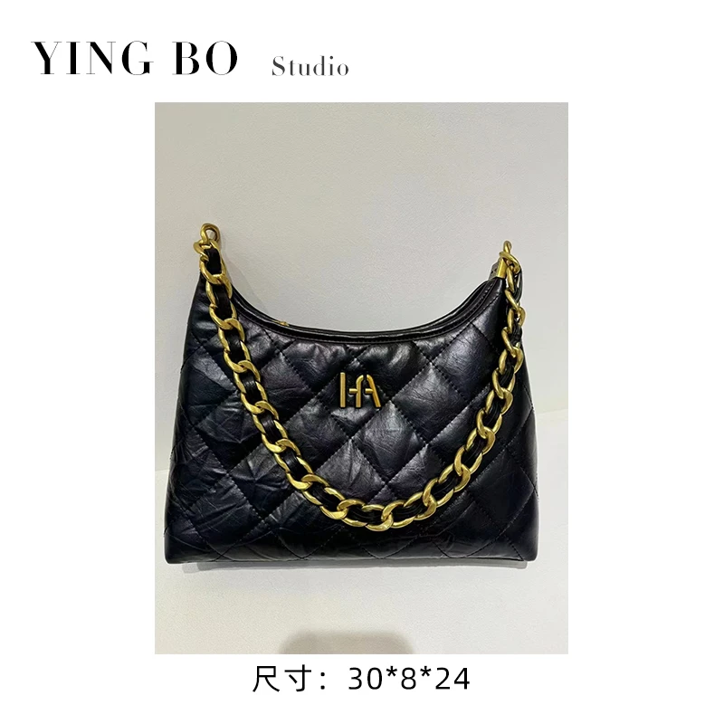 【英柏甄选】QYX-9628-黑色 然与纯小众设计感时尚单肩包百搭女包