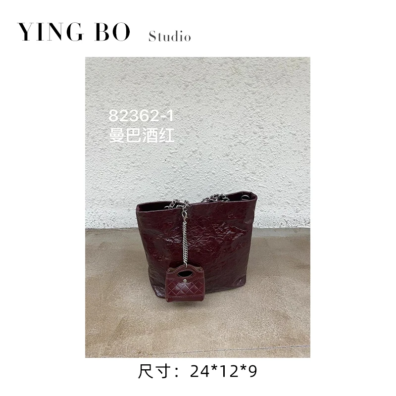 【英柏甄选】SK-82362-1-曼巴酒红 然与纯小众设计感单肩包百搭女包
