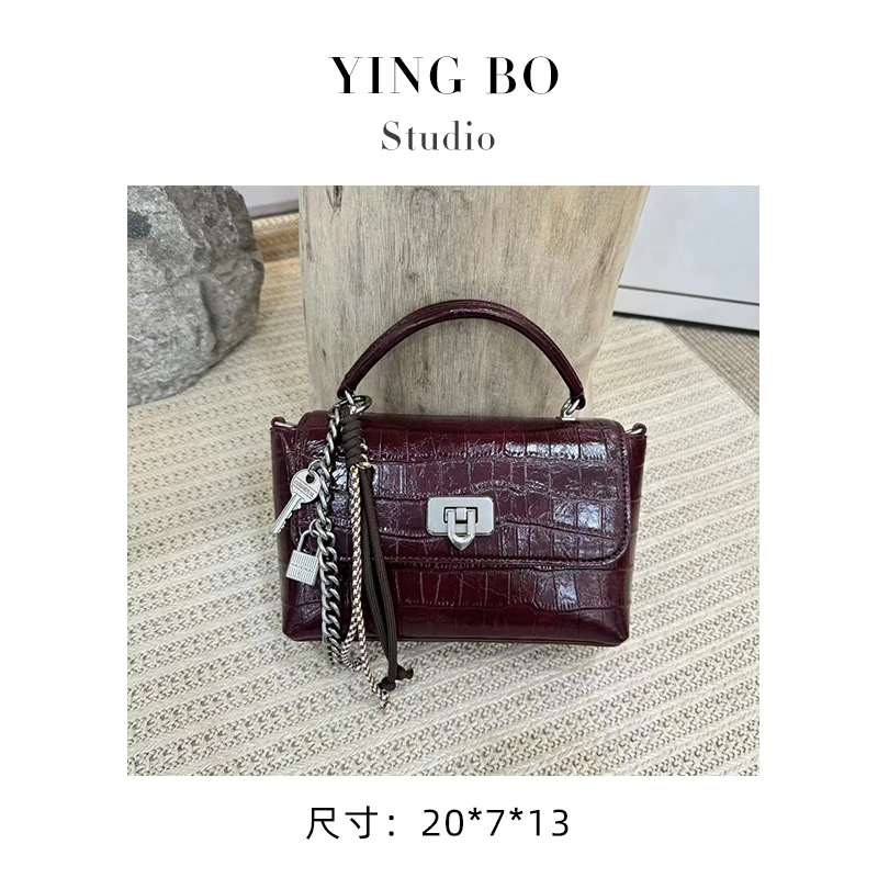 【英柏甄选】QYX-9606-安可拉红 然与纯小众设计感时尚单肩百搭女包