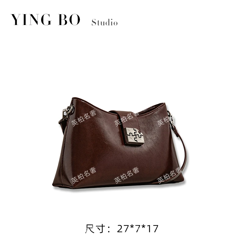 【英柏甄选】SK-92335-焦糖棕 然与纯小众设计感单肩包百搭女包