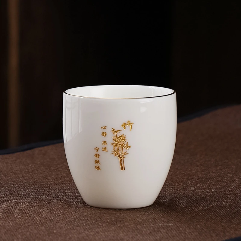 羊脂玉瓷杯子陶瓷茶杯主人杯单杯白瓷茶具品茗杯泡茶杯茶具个人杯