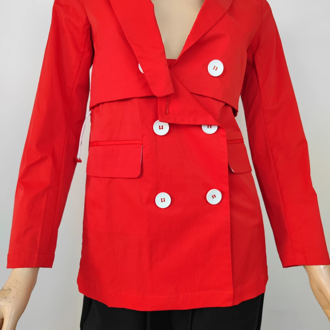 新款时尚红色西装-Z6百搭翻领秋季休闲