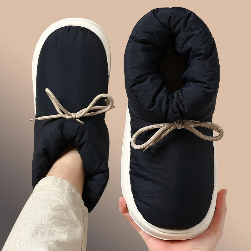 个性系带雪地靴男士冬天户外穿厚底防滑耐磨保暖加厚毛绒保暖棉鞋