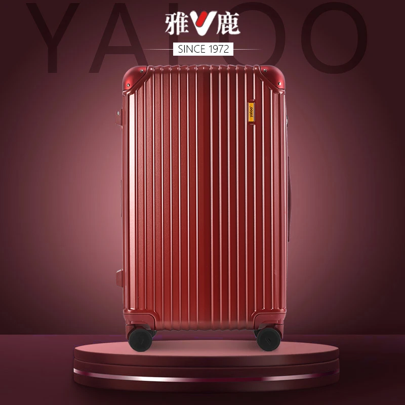 雅鹿红色结婚行李箱陪嫁拉杆箱新娘嫁妆旅行箱皮箱子大容量密码箱