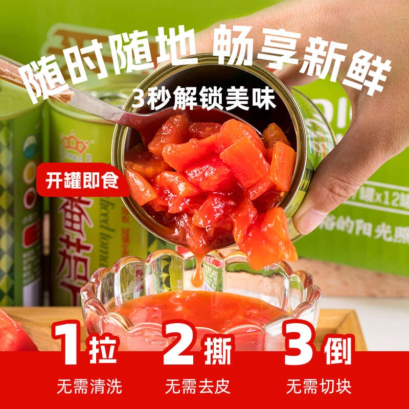 【只发新疆、24年新货】冠农番茄丁400g*12罐