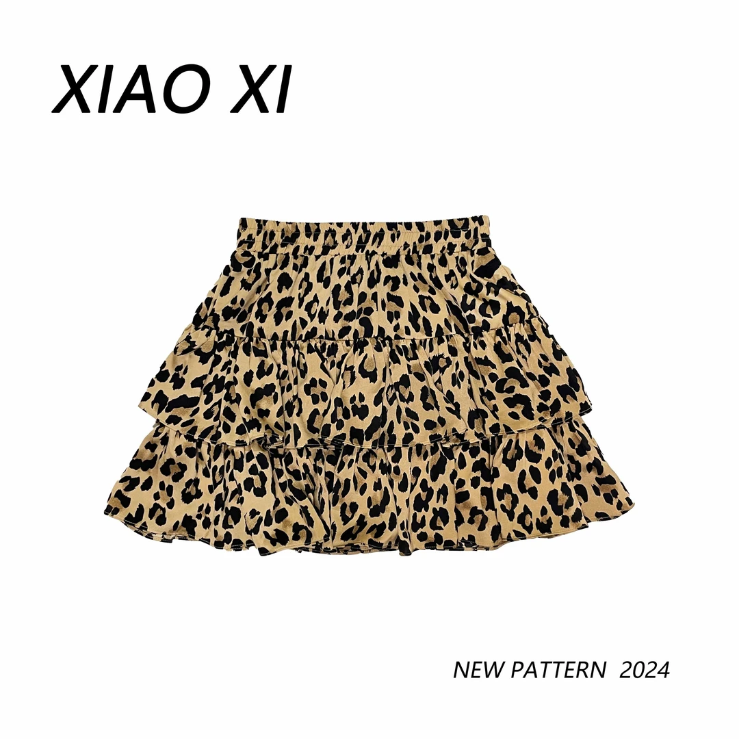 【晓溪服饰】法式荷叶边豹纹蛋糕半身裙秋季时尚减龄显瘦蓬蓬裙2363