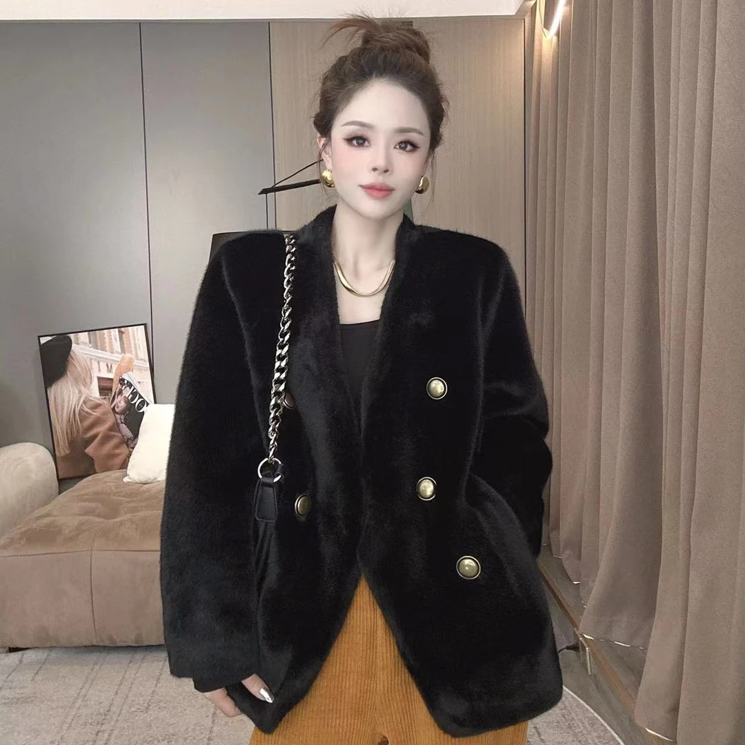 【晓溪服饰】2023秋冬新款韩版百搭高级时尚轻奢气质毛毛外套Y277