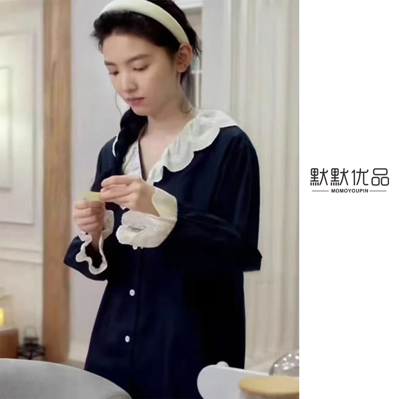 章若楠同款/韩国ULLALA睡衣女/复古格子舒适休闲家居套装