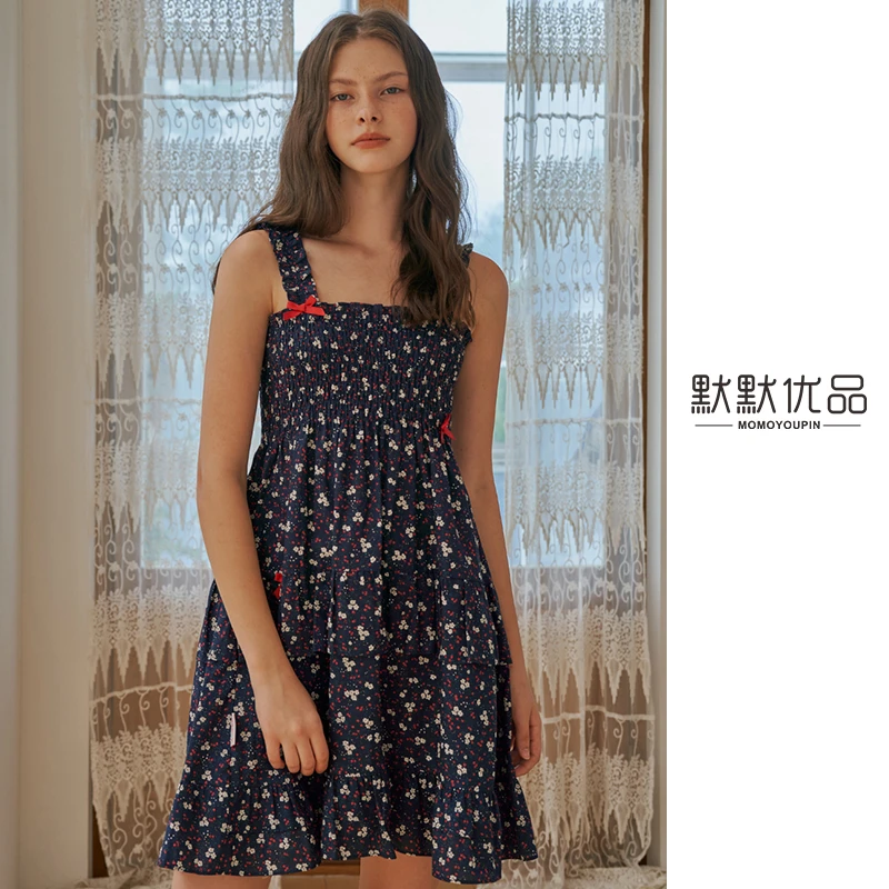 新款/乌拉拉/韩国ULLALA睡裙女清新甜美舒适纯棉质吊带家居睡裙