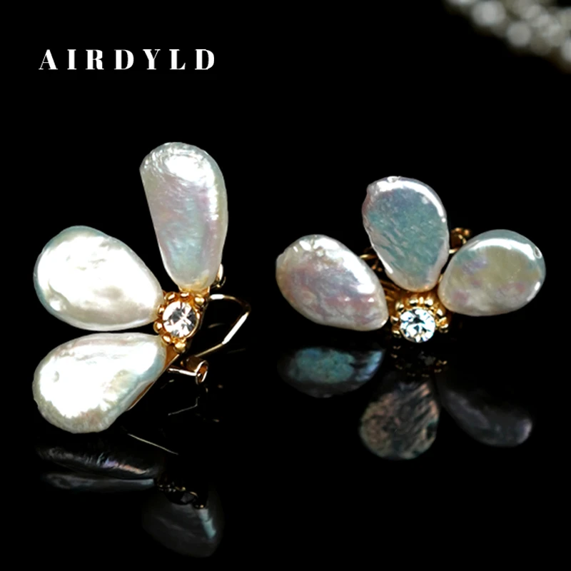 铜合金耳饰 【花溅泪】法式新中式手工轻奢花瓣耳钉ED102