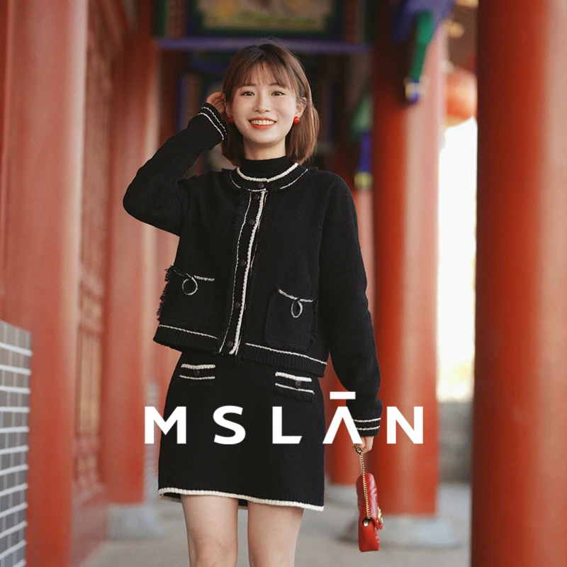 MSLAN【商场同款】新款小香风时尚短裙外套两件套MGAT336