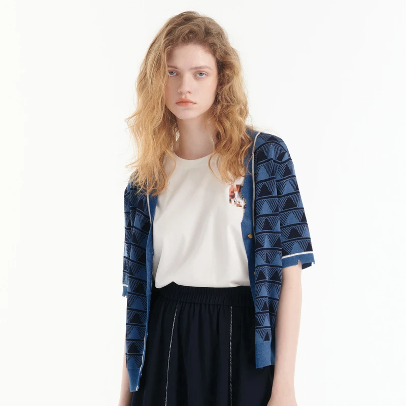 MSLAN限定款通勤时尚百搭小众休闲针织女款短袖上衣 MEBV2201