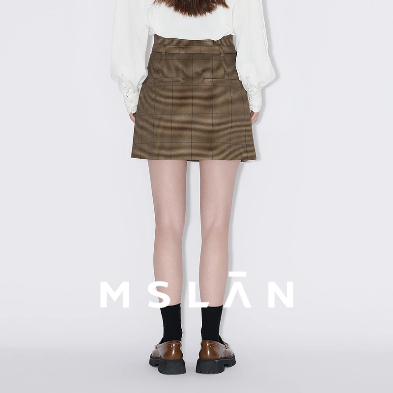 MSLAN【商场同款】新款小香风格纹显瘦半身裙女MFCN8106 MFCN8107