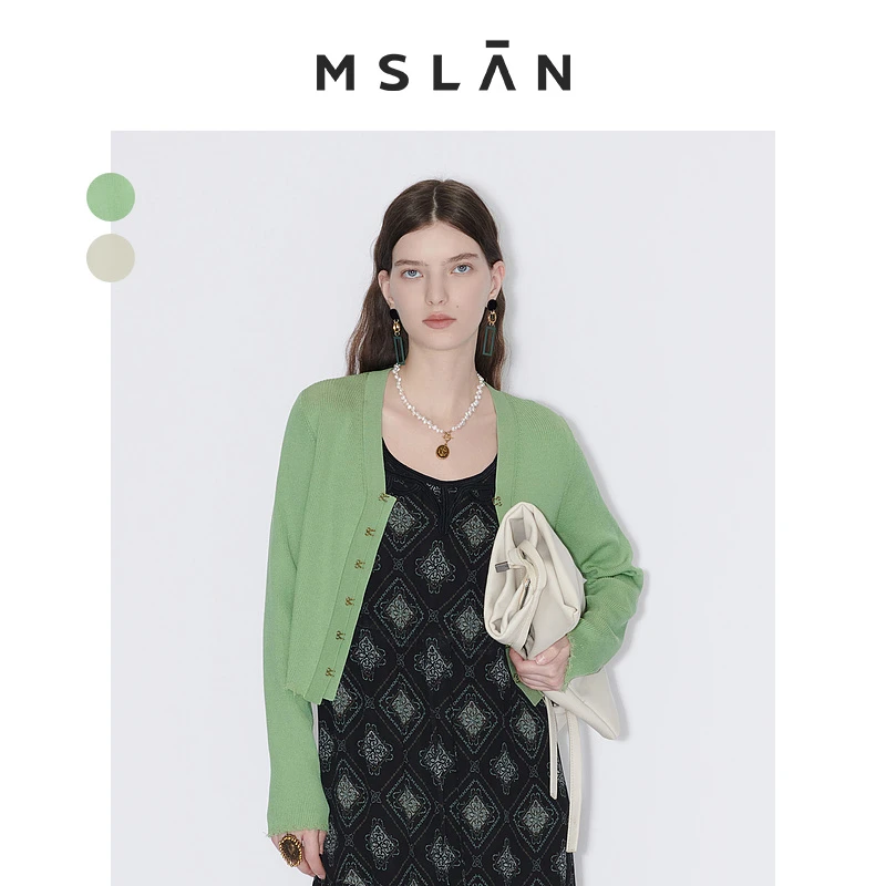 MSLAN小香风法式气质长袖毛织外套女 MFCA2304