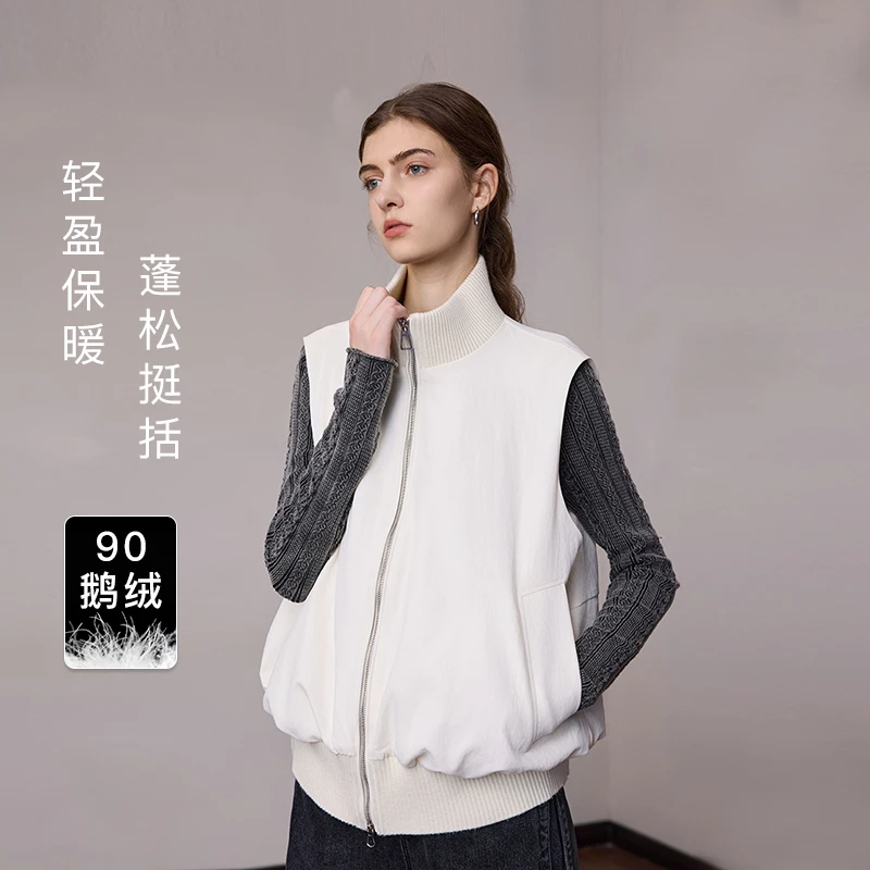 MSLAN新款简约立领时尚拉链百搭立体宽肩轻羽绒叠穿马甲女MGDW409