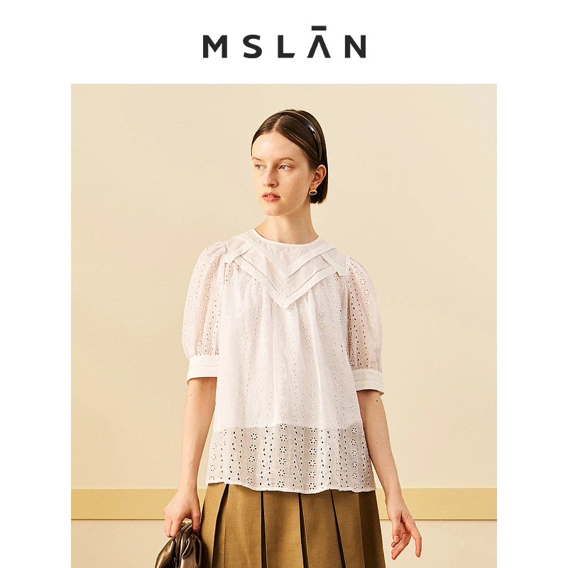 MSLAN【商场款】新款薄款套衫短袖宽松圆领上衣 MECE1512