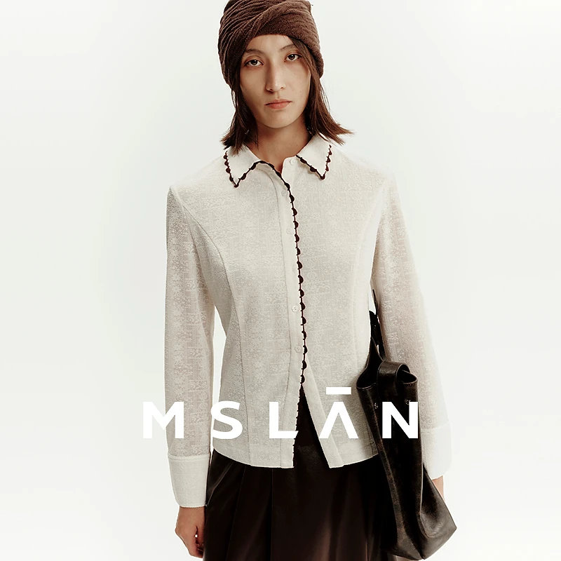 MSLAN新款高级工艺感通勤时尚气质百搭蕾丝手钩花边衬衫女MGDN099
