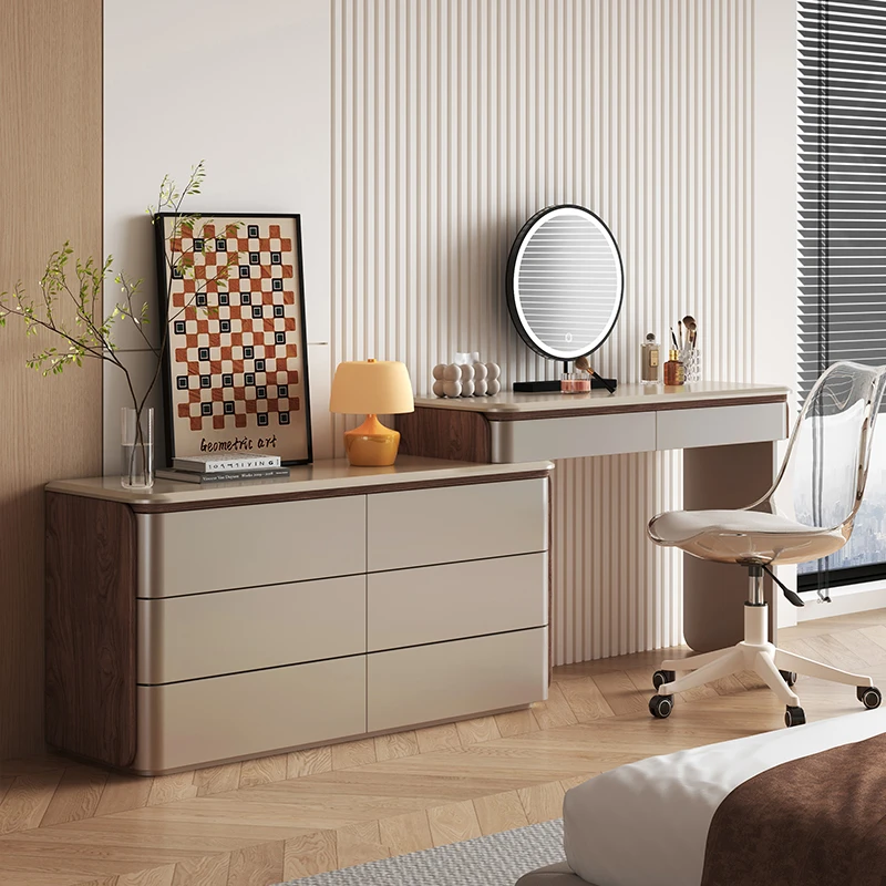 实木梳妆台收纳柜一体化妆桌斗柜现代简约轻奢家用斗柜梳妆台一体