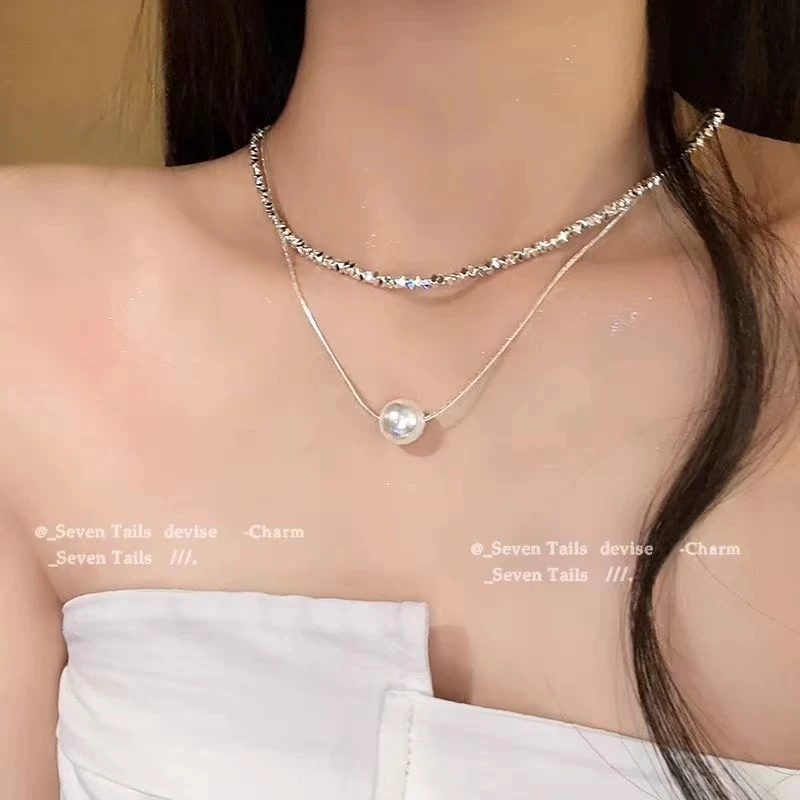 【清苍·最后三天】小众双层叠戴项链高碎银锁骨链颈链A519