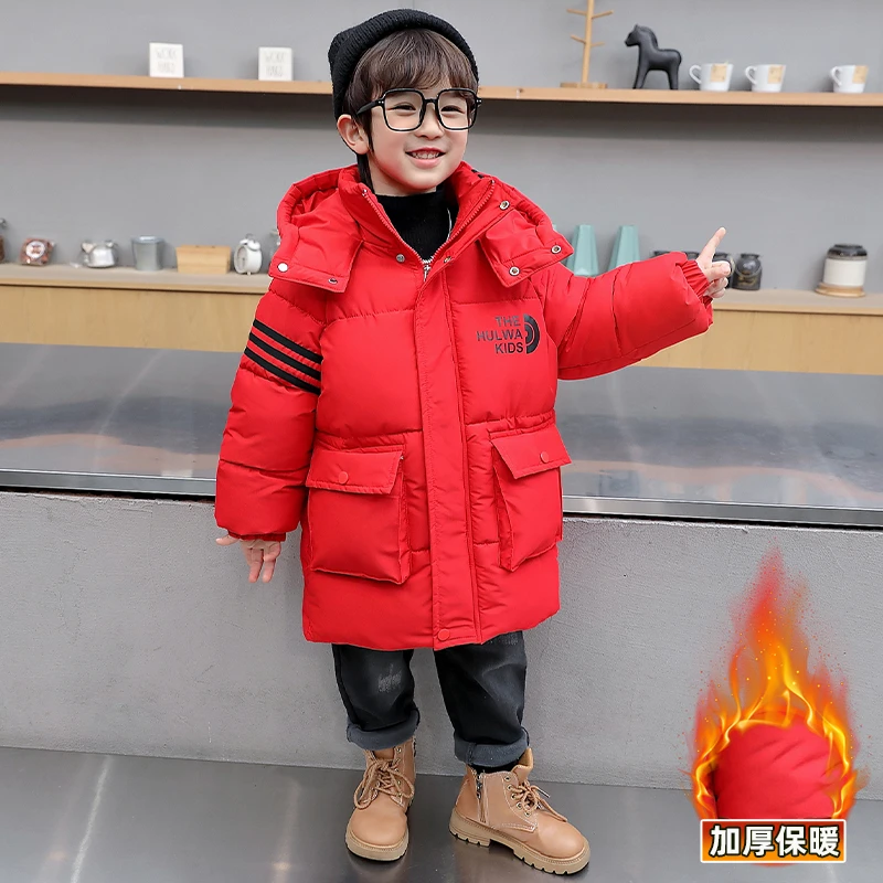 儿童冬装加厚保暖棉衣2023新款男童冬季洋气韩版中长款时尚棉服潮