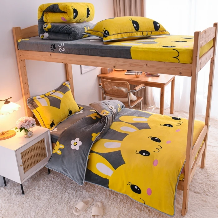 新款学生宿舍单人床牛奶绒三件套