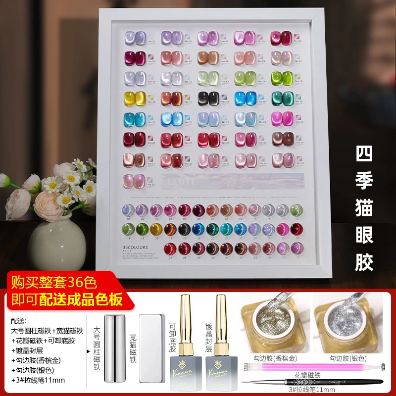 云钻秋冬爆款显白美甲店四季猫眼甲油胶电镀磁粉甲油胶新款猫眼胶