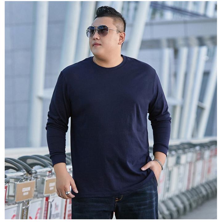 春夏季男士加肥加大码运动长袖t恤上衣宽松肥佬圆领200斤中青老年