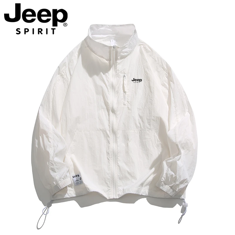 JEEPSPIRIT吉普户外立领防晒衣男款凉感皮肤衣透气钓鱼防晒服外套