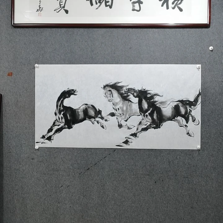绘画冬*雪水墨写意马图单骏