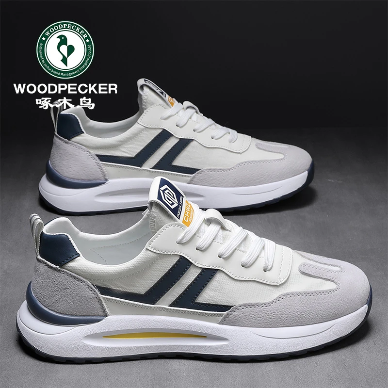 啄木鸟男鞋夏季新款透气厚底时尚休闲板鞋男士潮流百搭运动帆布鞋
