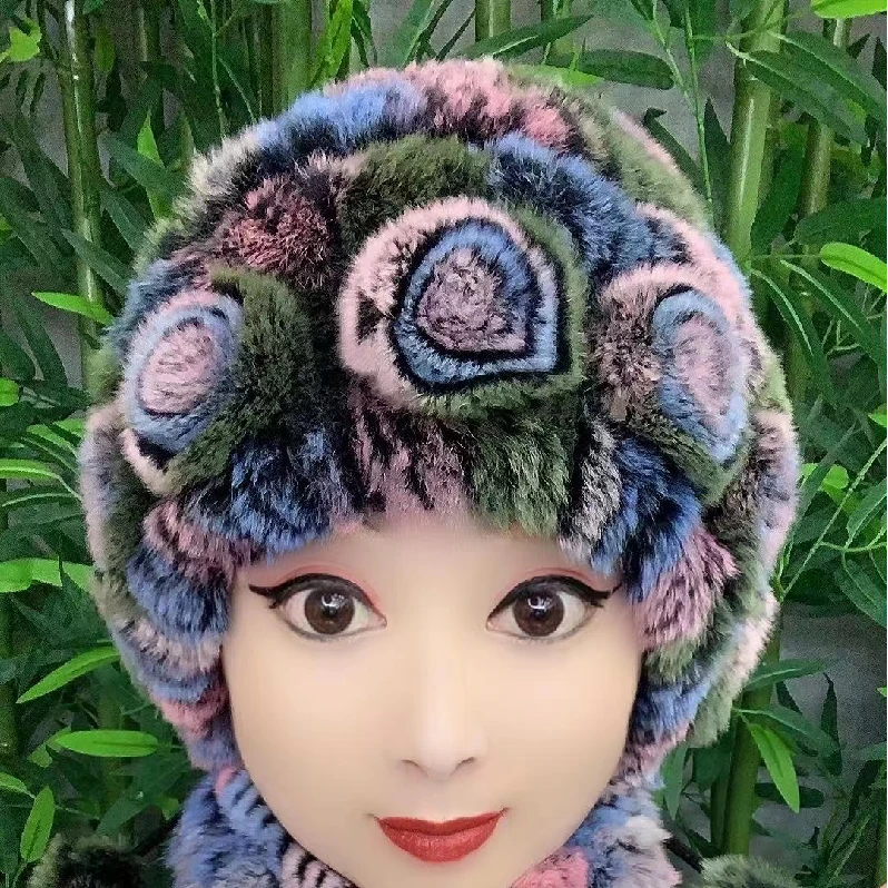 （静静推荐）双球獭兔保暖护耳帽抗寒零下40度