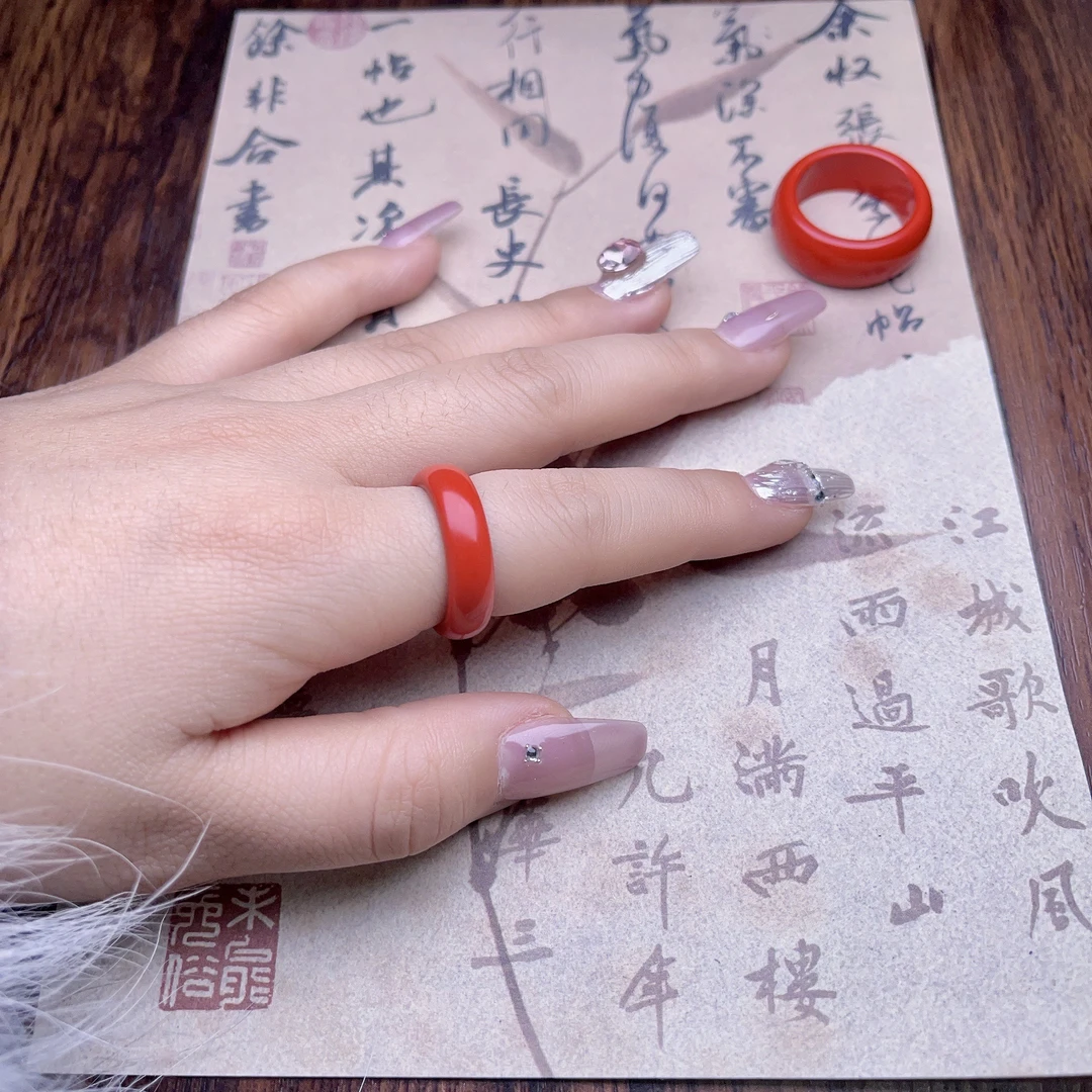 含辰砂工艺品高含量水飞红砂戒指指环 多样性发货 拍一发一238