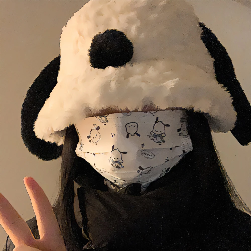 小狗耳朵渔夫帽女秋冬季韩版大头围毛绒水桶帽冬天显脸小保暖帽子