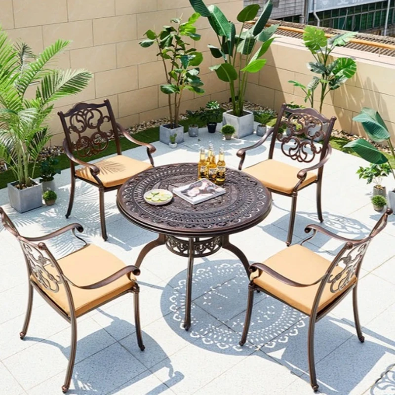 全每户外铸铝桌椅别墅室外欧式阳台桌餐桌美式防水家用简约休闲桌