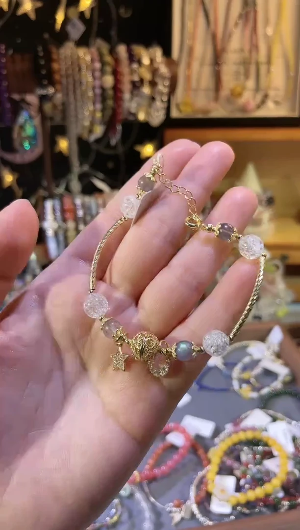 【闪购商品】水晶手链未镶嵌灰月光白爆花星月镂空B111