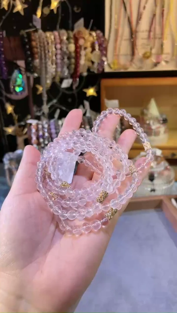 【闪购商品】水晶手链未镶嵌A189星光粉水晶路路通