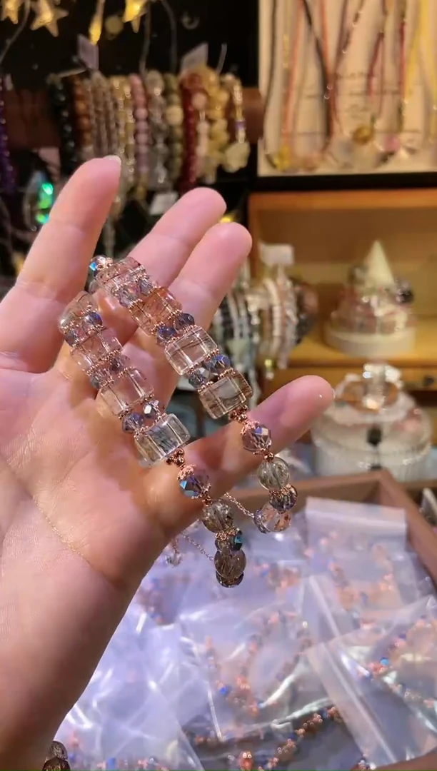 【闪购商品】水晶手链未镶嵌SG057黑金超七手牌