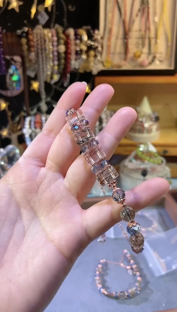 【闪购商品】水晶手链未镶嵌黑金手超七水晶牌SG057