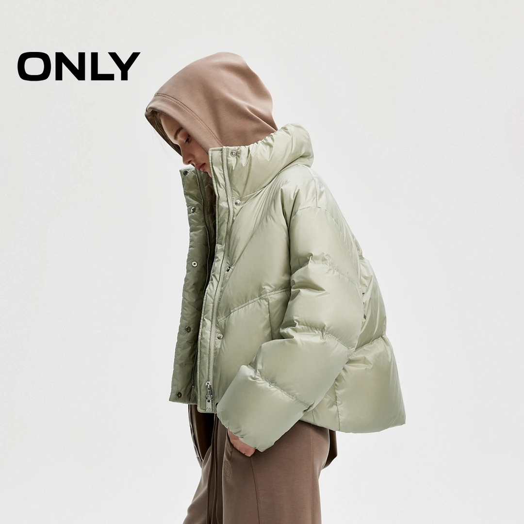 【双十一特惠】ONLY秋冬“90白鸭绒”保暖防风立领羽绒服女124423044