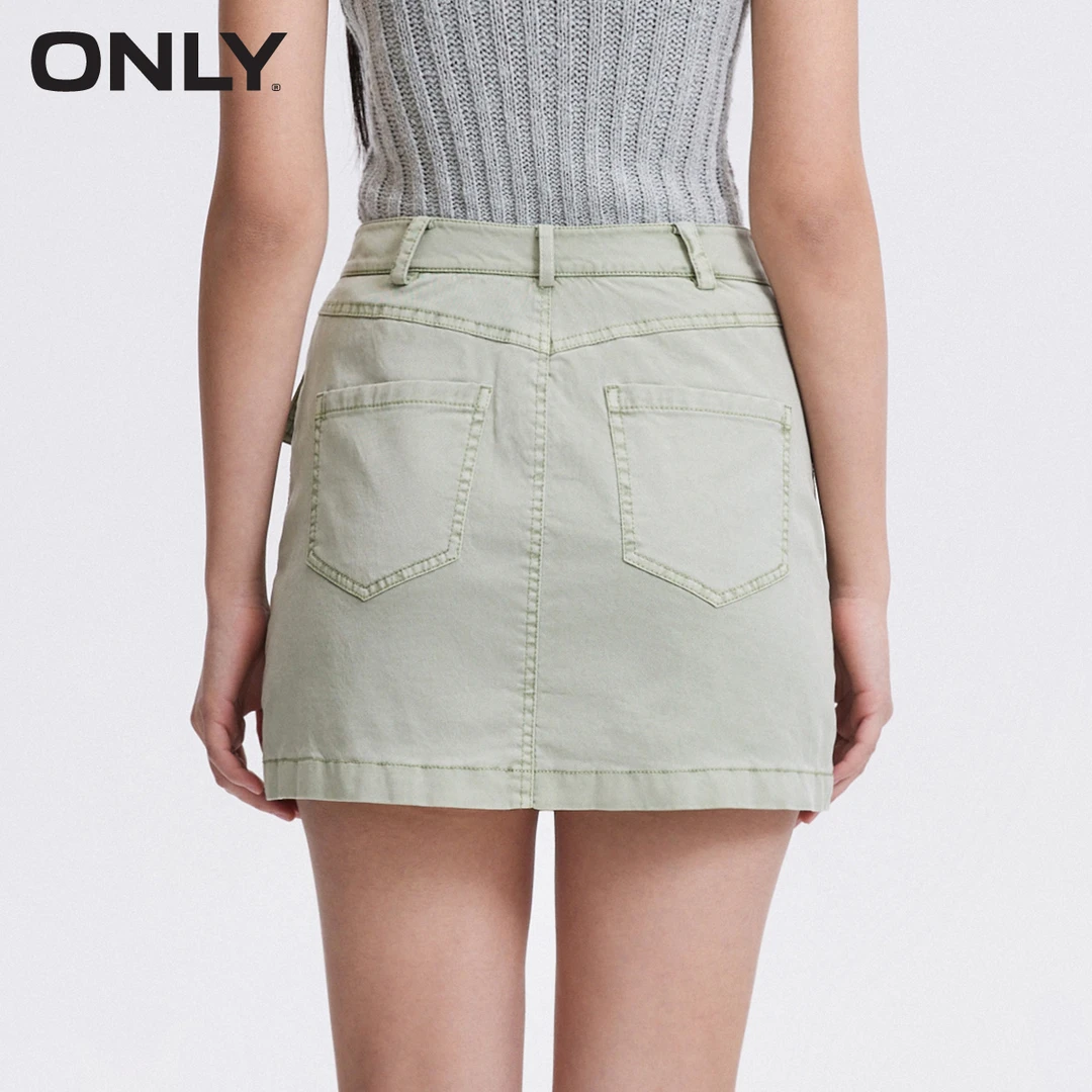 ONLY夏季百搭做旧显瘦A字短款半身裙纯欲慵懒风女装|124116009
