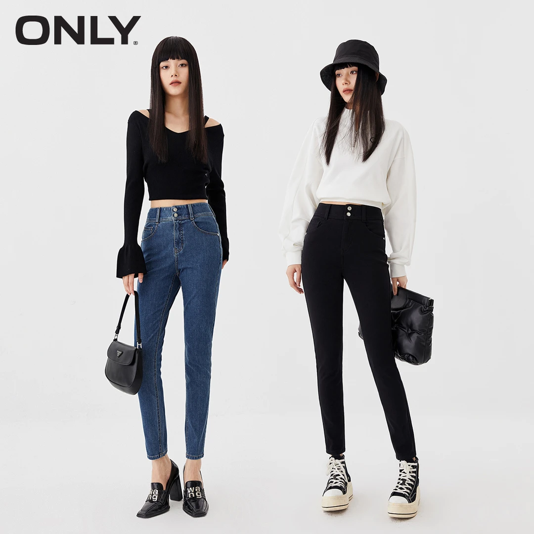ONLY新款休闲舒适修身显瘦高腰牛仔裤女|123349008
