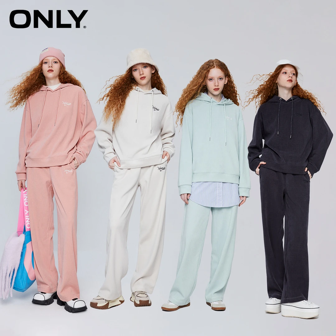 ONLY秋季新款时尚百搭运动连帽落肩宽松长袖卫衣女|12339S009