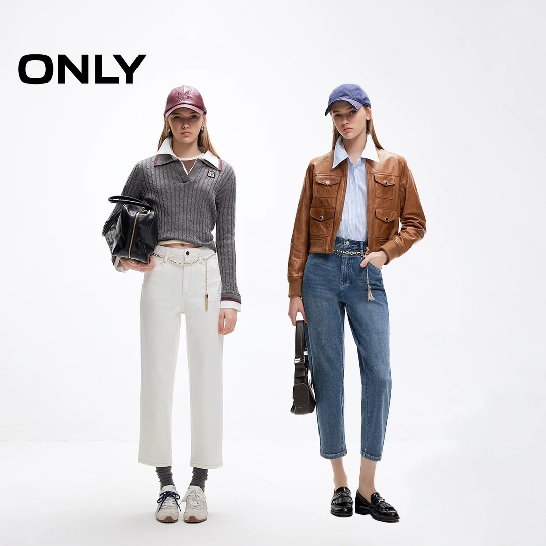 ONLY秋季显瘦窄版直筒裤高腰九分牛仔裤女休闲百搭通勤|125149010