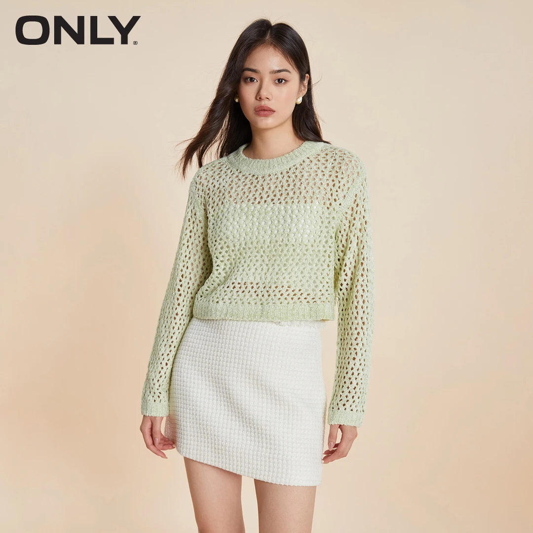 ONLY新款薄荷曼波设计感宽松圆领套装长袖针织衫|123313024
