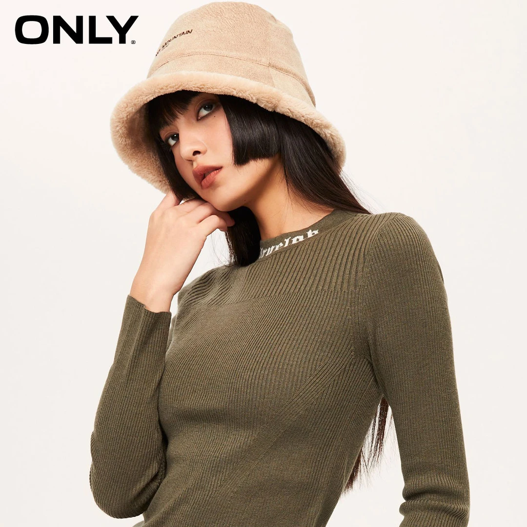 ONLY春夏修身针织衫设计感简约字母圆领女洋气衣服女|124113004