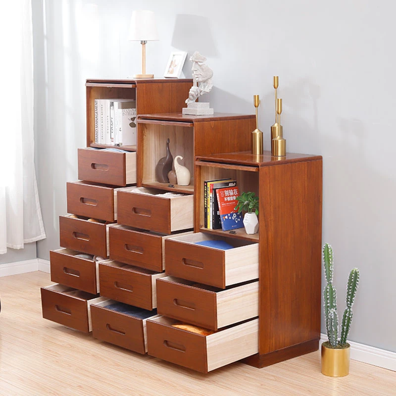 简约现代家用卧室网红储物柜经济型轻奢客厅实木五斗柜抽屉式边柜