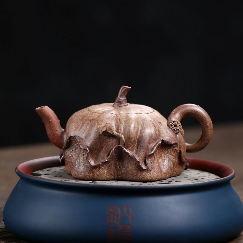 大吉羊柴烧 宜兴紫砂壶 原矿本山绿泥暗香莲莲230ml徐顺伟
